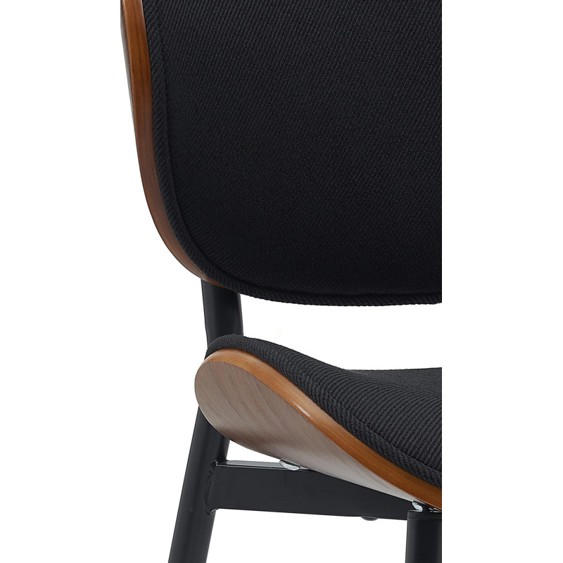 Chaise moderne haut de gamme en Tissu Noir Bois Marron noyer Métal Noir Algec - 4