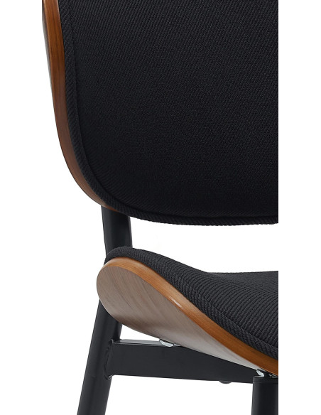 Chaise moderne haut de gamme en Tissu Noir Bois Marron noyer Métal Noir Algec - 4