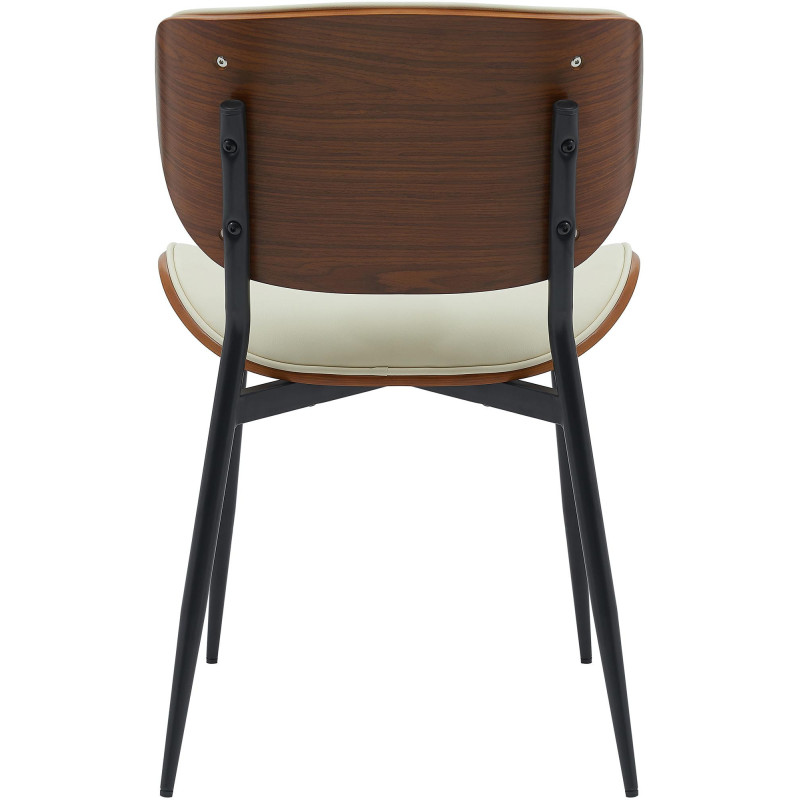 Chaise moderne haut de gamme en Polyuréthane Blanc crème Bois Marron noyer Métal Noir Algec - 5