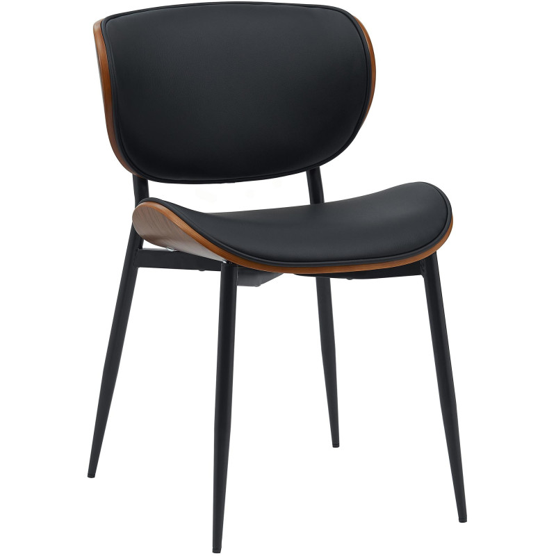 Chaise moderne haut de gamme en Polyuréthane Noir Bois Marron noyer Métal Noir Algec - 1