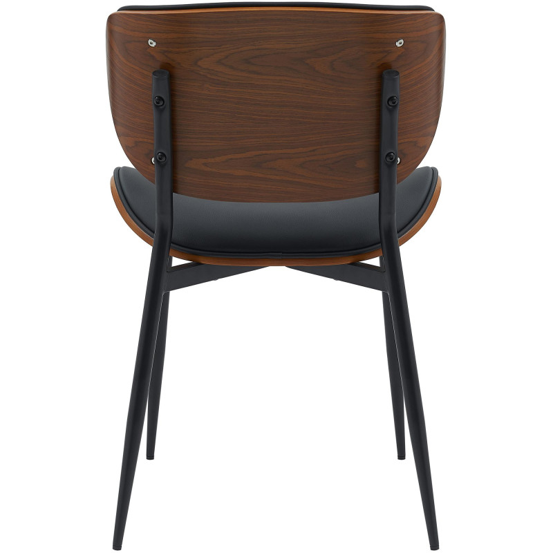 Chaise moderne haut de gamme en Polyuréthane Noir Bois Marron noyer Métal Noir Algec - 2