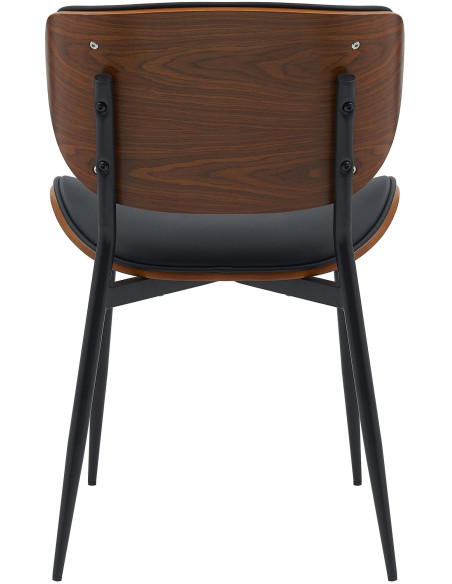 Chaise moderne haut de gamme en Polyuréthane Noir Bois Marron noyer Métal Noir Algec - 2