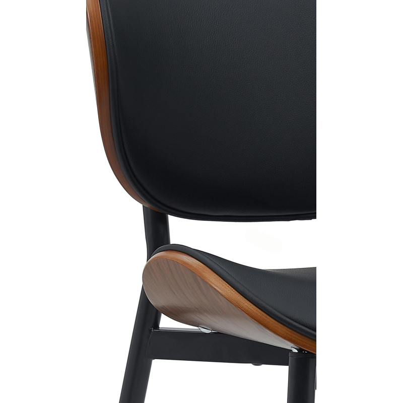 Chaise moderne haut de gamme en Polyuréthane Noir Bois Marron noyer Métal Noir Algec - 3