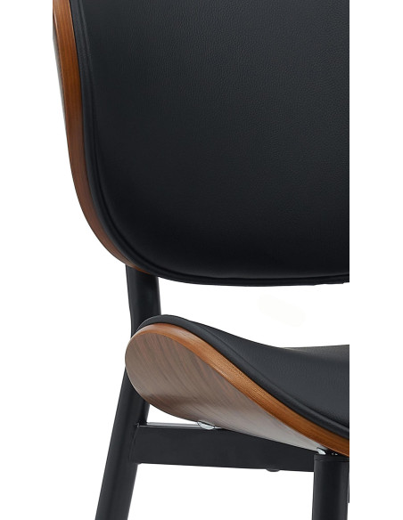 Chaise moderne haut de gamme en Polyuréthane Noir Bois Marron noyer Métal Noir Algec - 3