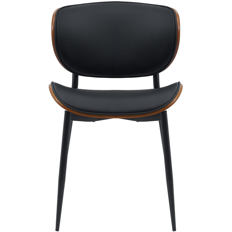 Chaise moderne haut de gamme en Polyuréthane Noir Bois Marron noyer Métal Noir Algec - 4