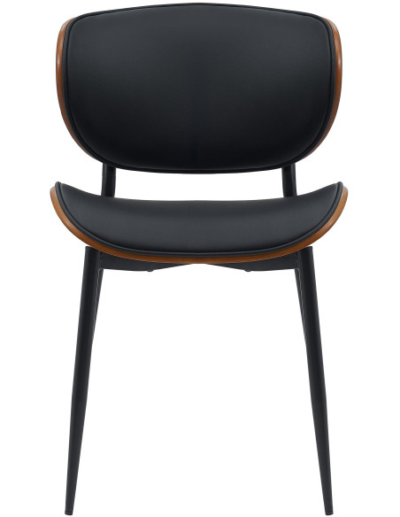 Chaise moderne haut de gamme en Polyuréthane Noir Bois Marron noyer Métal Noir Algec - 4