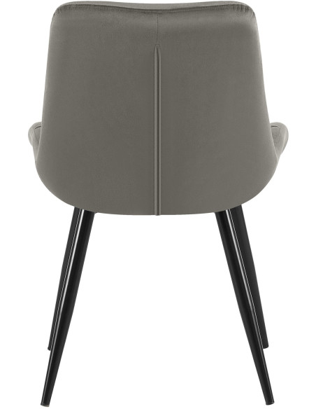 Chaise moderne rembourrée en Velours Anthracite Capitonné Métal Noir Mat Trogir - 3