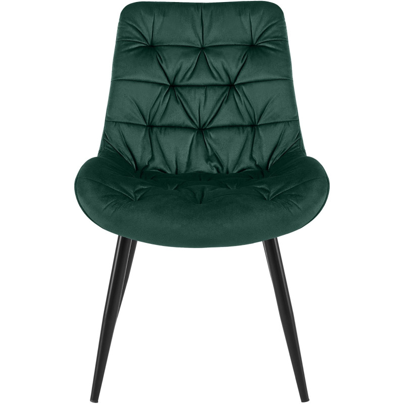 Chaise moderne rembourrée en Velours Vert Capitonné Métal Noir Mat Trogir - 2