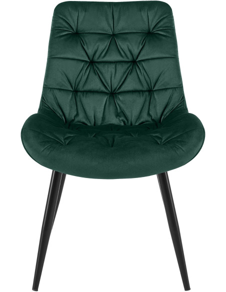 Chaise moderne rembourrée en Velours Vert Capitonné Métal Noir Mat Trogir - 2