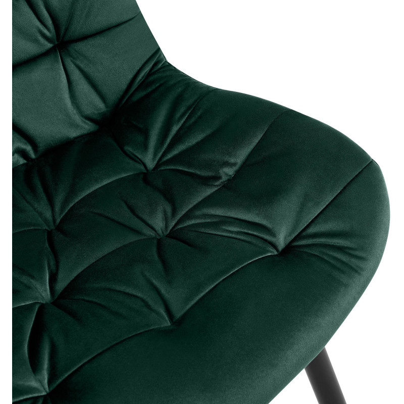 Chaise moderne rembourrée en Velours Vert Capitonné Métal Noir Mat Trogir - 3