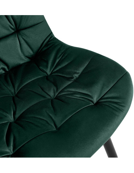 Chaise moderne rembourrée en Velours Vert Capitonné Métal Noir Mat Trogir - 3