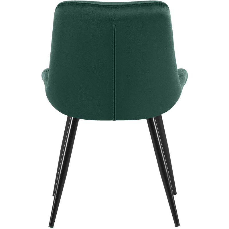 Chaise moderne rembourrée en Velours Vert Capitonné Métal Noir Mat Trogir - 4
