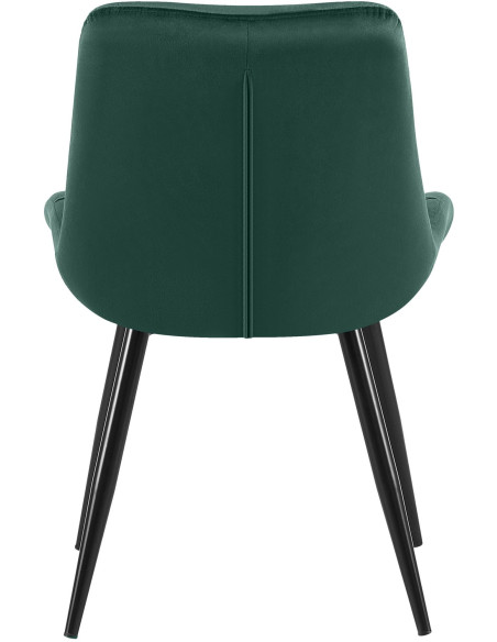Chaise moderne rembourrée en Velours Vert Capitonné Métal Noir Mat Trogir - 4