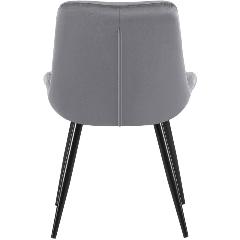 Chaise moderne rembourrée en Velours Gris Capitonné Métal Noir Mat Trogir - 4