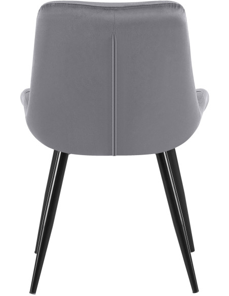 Chaise moderne rembourrée en Velours Gris Capitonné Métal Noir Mat Trogir - 4
