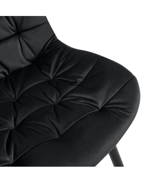 Chaise moderne rembourrée en Velours Noir Capitonné Métal Noir Mat Trogir - 3