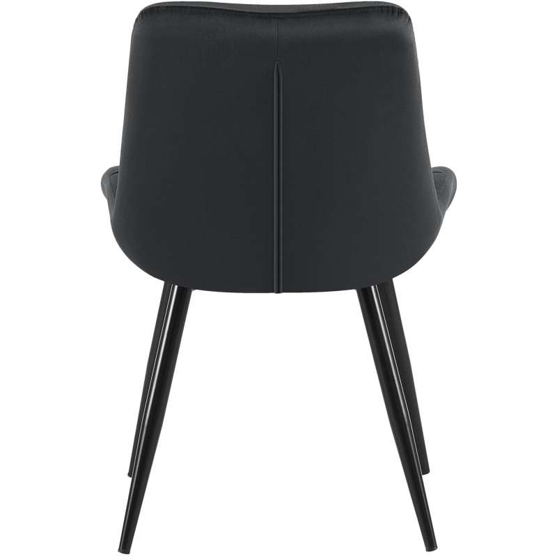 Chaise moderne rembourrée en Velours Noir Capitonné Métal Noir Mat Trogir - 4