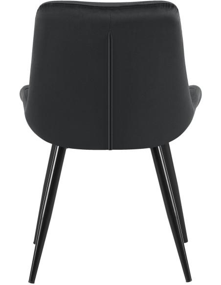 Chaise moderne rembourrée en Velours Noir Capitonné Métal Noir Mat Trogir - 4