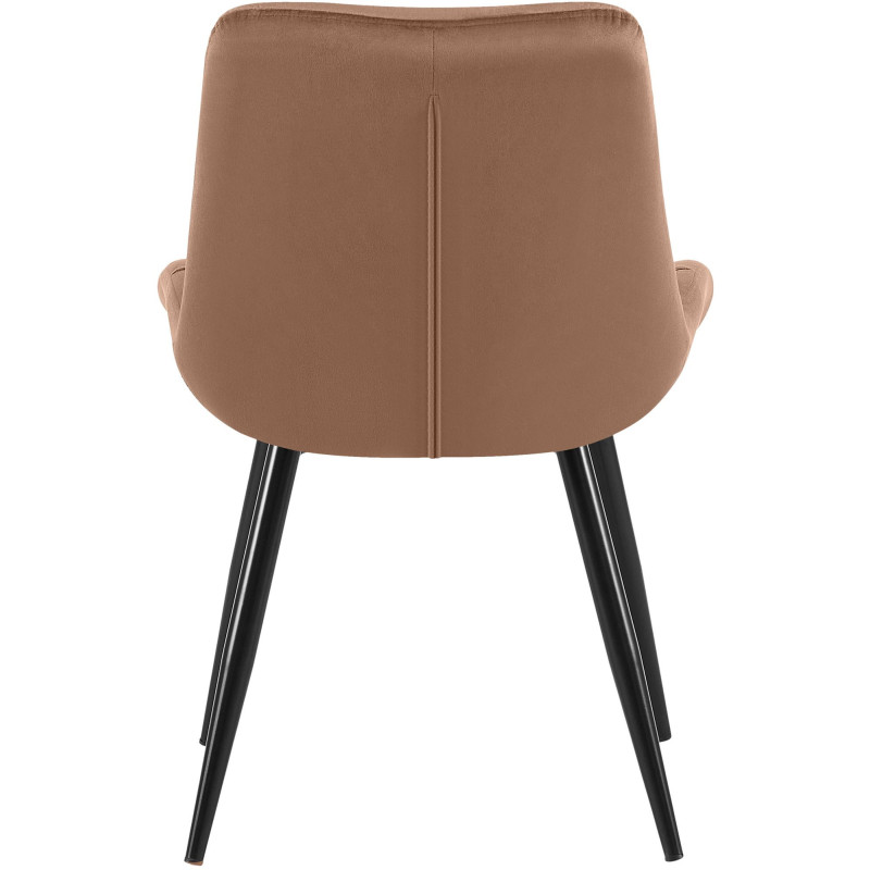 Chaise moderne rembourrée en Velours Marron Capitonné Métal Noir Mat Trogir - 4