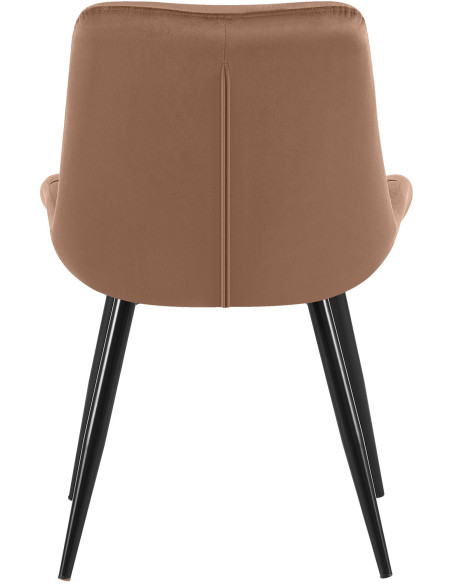 Chaise moderne rembourrée en Velours Marron Capitonné Métal Noir Mat Trogir - 4