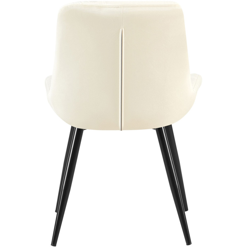 Chaise moderne rembourrée en Velours Blanc crème Capitonné Métal Noir Mat Trogir - 4