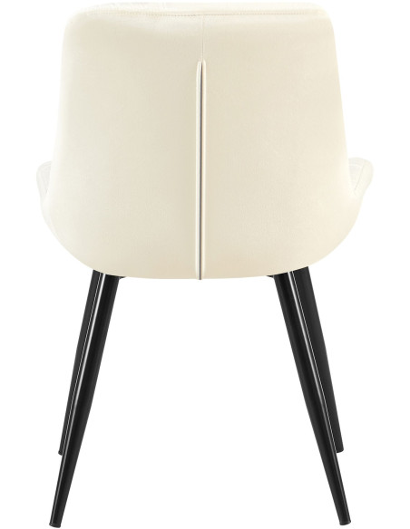 Chaise moderne rembourrée en Velours Blanc crème Capitonné Métal Noir Mat Trogir - 4