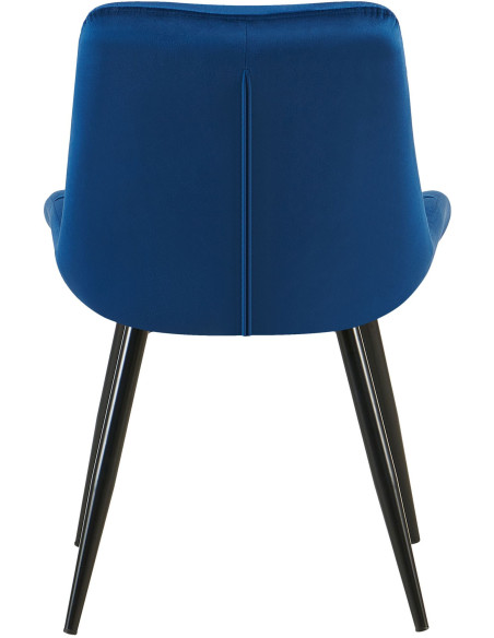 Chaise moderne rembourrée en Velours Bleu foncé Capitonné Métal Noir Mat Trogir - 4