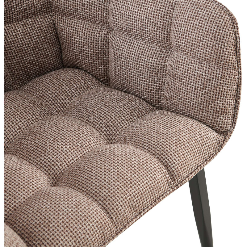 Fauteuil de table capitonné moderne en Tissu Marron Métal Noir Mat Huesca - 2