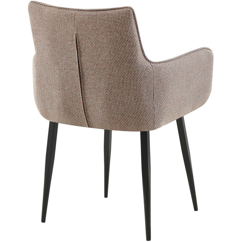Fauteuil de table capitonné moderne en Tissu Marron Métal Noir Mat Huesca - 3