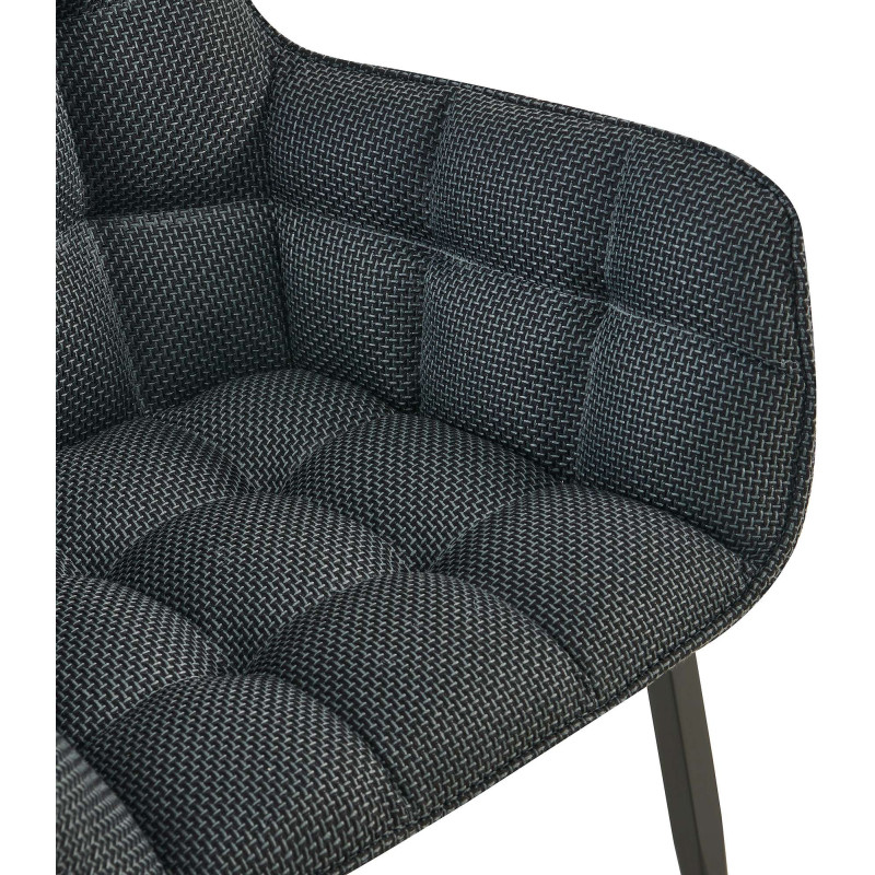 Fauteuil de table capitonné moderne en Tissu Gris titane Métal Noir Mat Huesca - 2