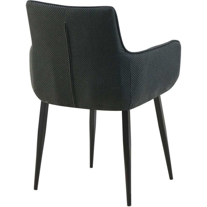 Fauteuil de table capitonné moderne en Tissu Gris titane Métal Noir Mat Huesca - 3