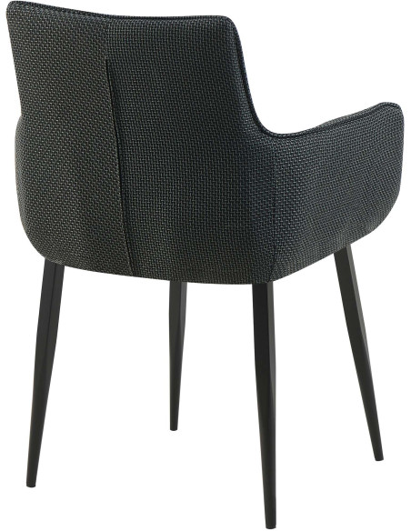 Fauteuil de table capitonné moderne en Tissu Gris titane Métal Noir Mat Huesca - 3
