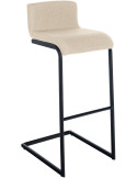 Tabouret de bar minimaliste en Tissu Blanc crème Métal Noir Nador