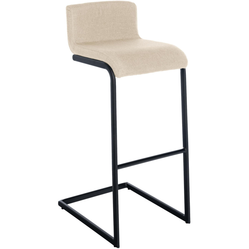 Tabouret de bar minimaliste en Tissu Blanc crème Métal Noir Nador - 1