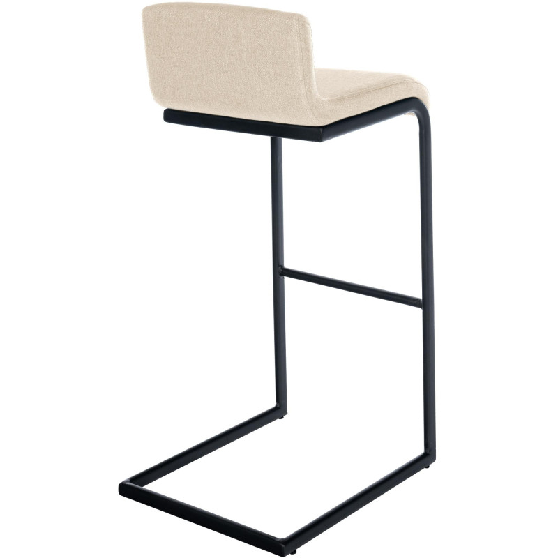 Tabouret de bar minimaliste en Tissu Blanc crème Métal Noir Nador - 2