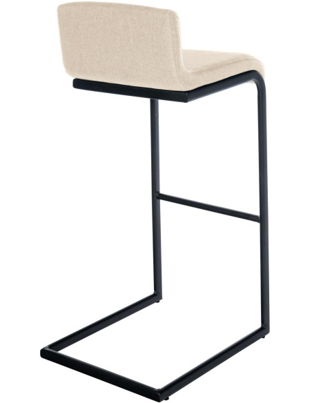 Tabouret de bar minimaliste en Tissu Blanc crème Métal Noir Nador - 2