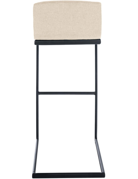 Tabouret de bar minimaliste en Tissu Blanc crème Métal Noir Nador - 3