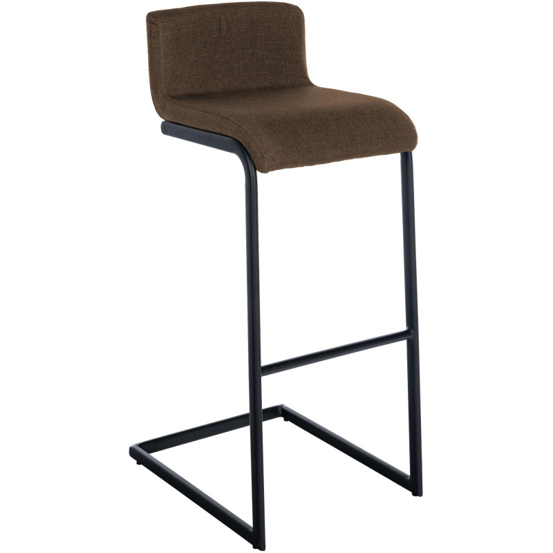 Tabouret de bar minimaliste en Tissu Marron Métal Noir Nador - 1