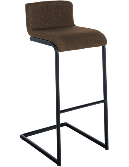 Tabouret de bar minimaliste en Tissu Marron Métal Noir Nador - 1