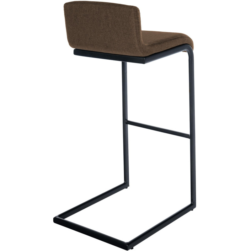 Tabouret de bar minimaliste en Tissu Marron Métal Noir Nador - 2