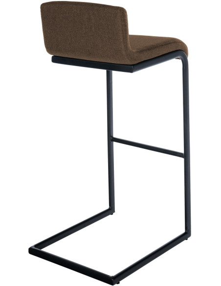 Tabouret de bar minimaliste en Tissu Marron Métal Noir Nador - 2
