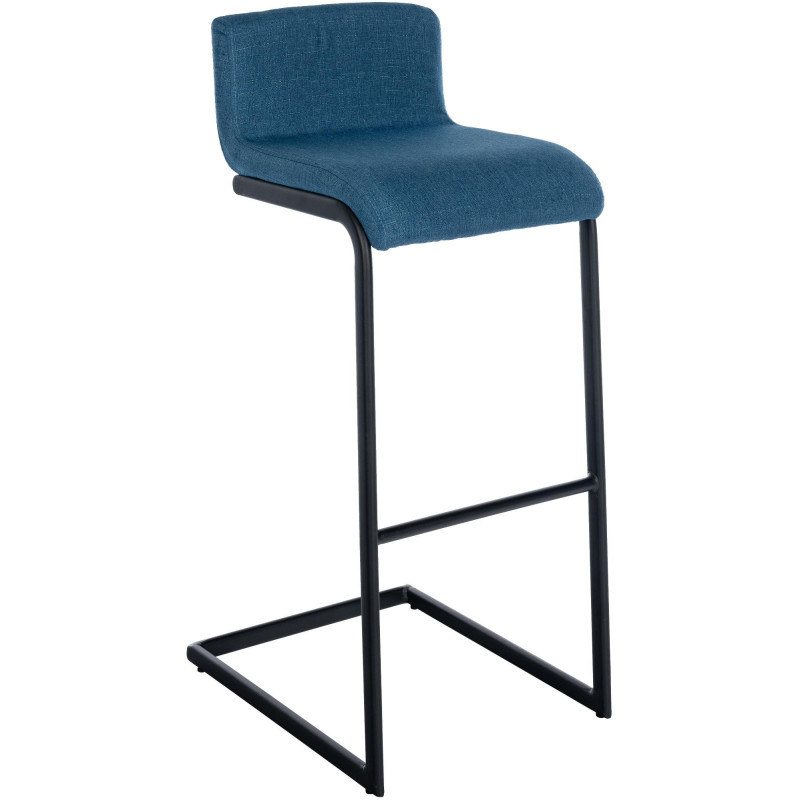 Tabouret de bar minimaliste en Tissu Bleu Métal Noir Nador - 1