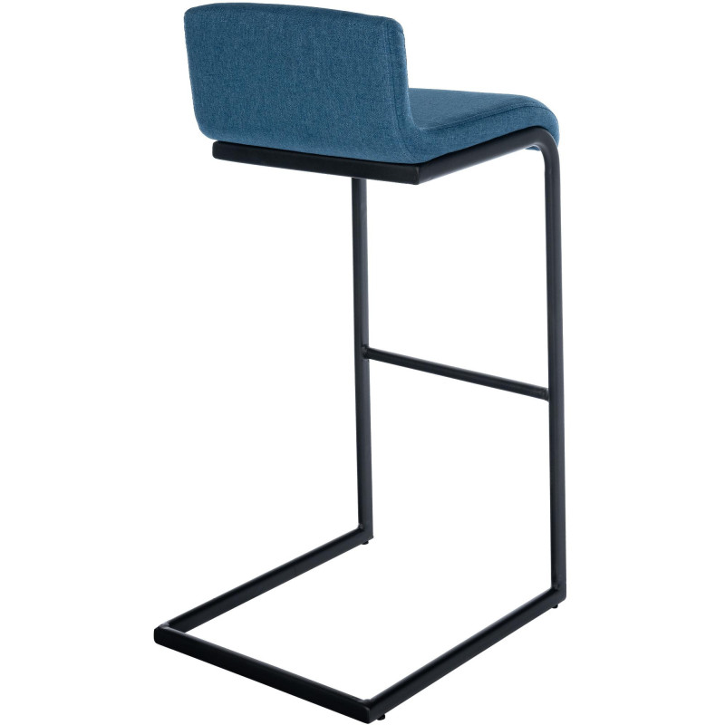Tabouret de bar minimaliste en Tissu Bleu Métal Noir Nador - 2