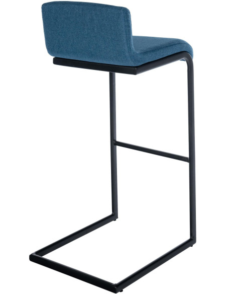 Tabouret de bar minimaliste en Tissu Bleu Métal Noir Nador - 2