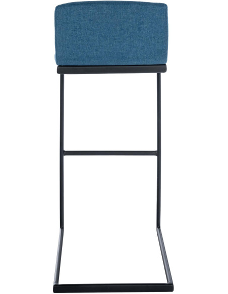 Tabouret de bar minimaliste en Tissu Bleu Métal Noir Nador - 3