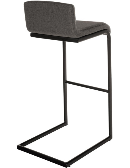Tabouret de bar minimaliste en Tissu Gris foncé Métal Noir Nador - 2