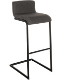 Tabouret de bar minimaliste en Tissu Gris foncé Métal Noir Nador