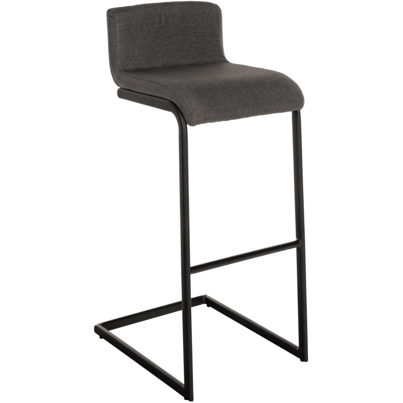 Tabouret de bar minimaliste en Tissu Gris foncé Métal Noir Nador - 1