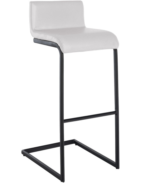 Tabouret de bar minimaliste en Polyuréthane Blanc Métal Noir Nador - 1