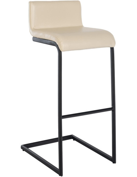 Tabouret de bar minimaliste en Polyuréthane Blanc crème Métal Noir Nador - 1